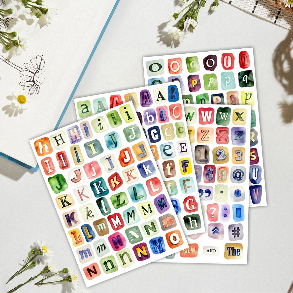 Retro Pop Style Letter Stickers Sheets (4 sheets)