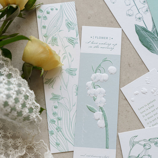 Green-themed Flower Paper Bookmark