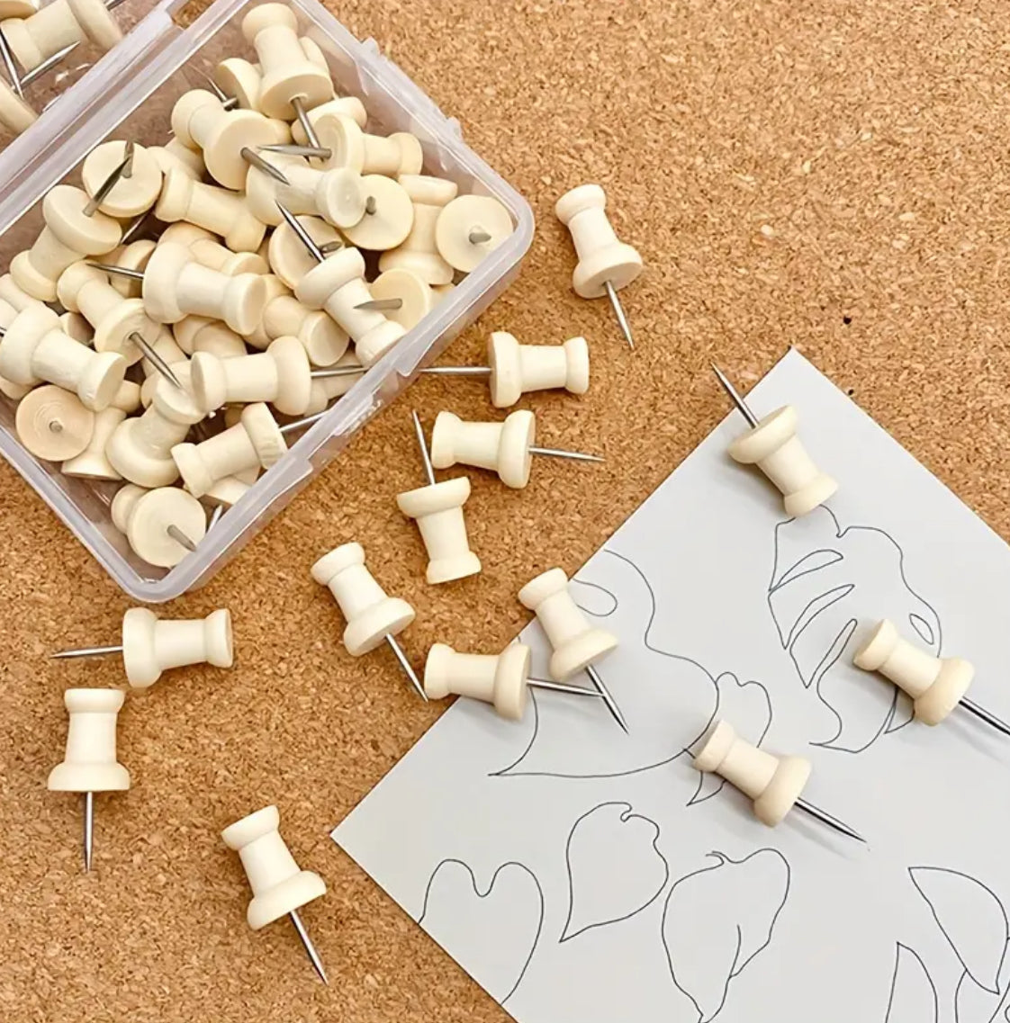 Wooden Cork Board pins / Thumbtacks (20 pieces)