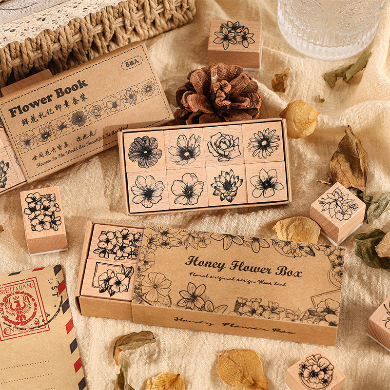 Wooden Flower Stamp Set