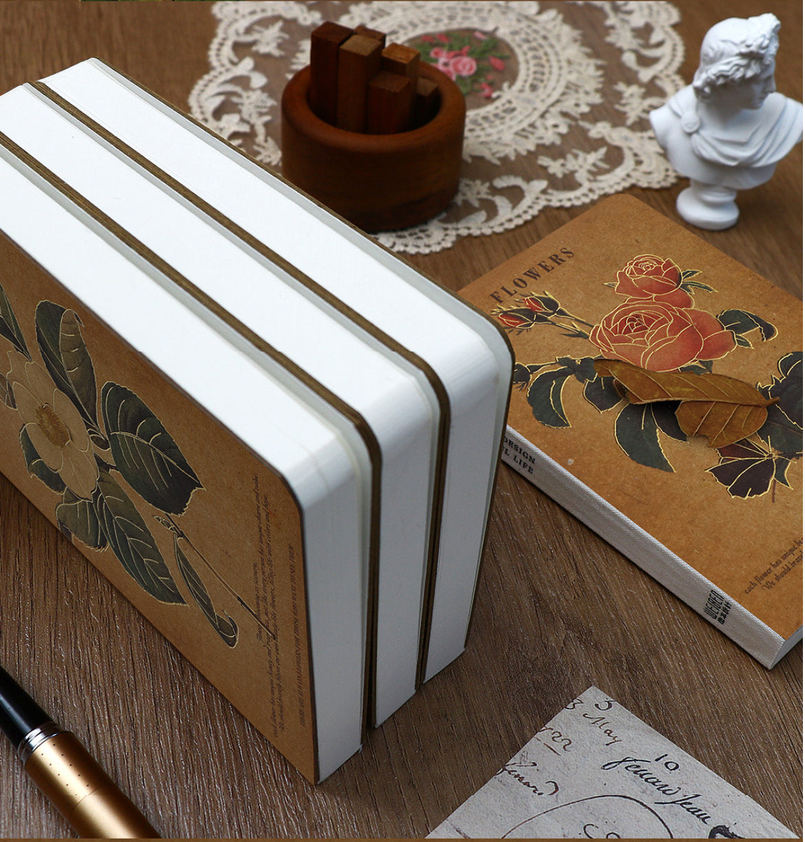 A6 Flower Hardcover Blank Sheets Notebook / Journal - 100g, 208 pages