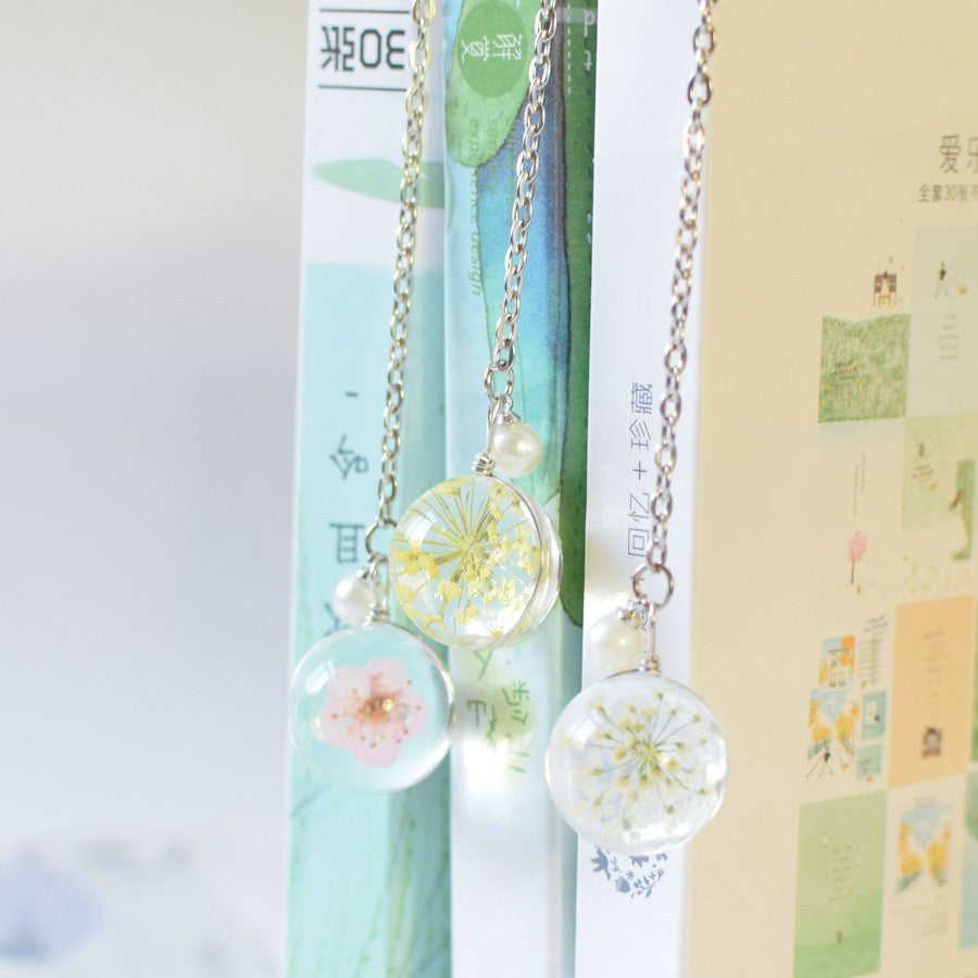 Metallic Bookmark with Glass Dried Flower