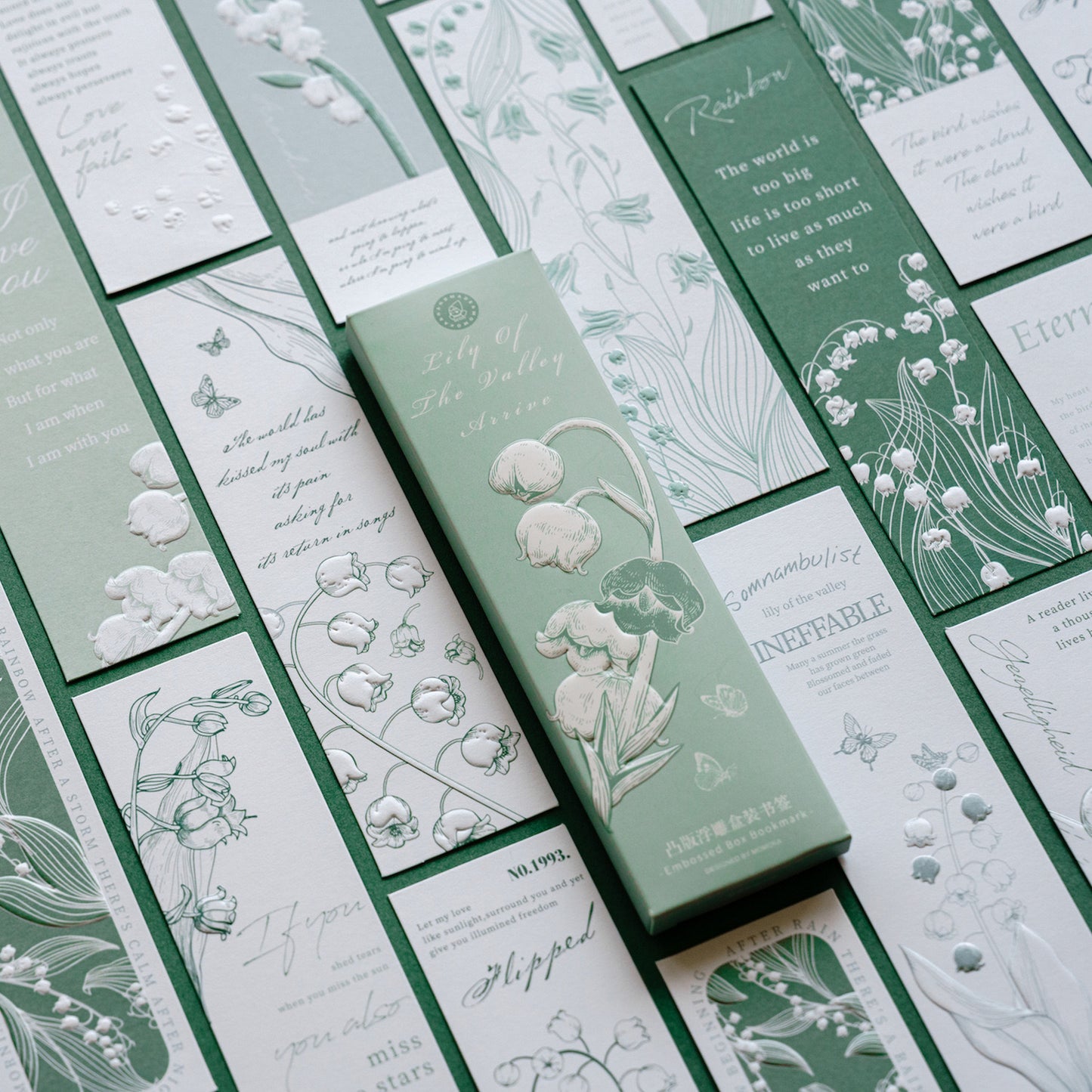 Green-themed Flower Paper Bookmark