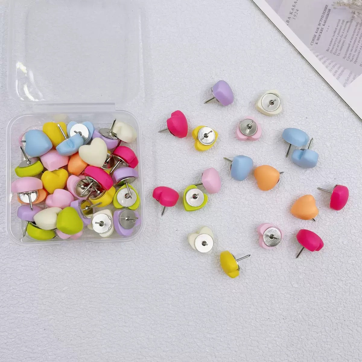 Mini love shape cork board pins / thumbtacks (20 pieces)