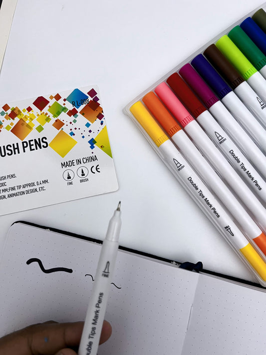 12 colors Dual Tip Brush Pens - ShopHaul