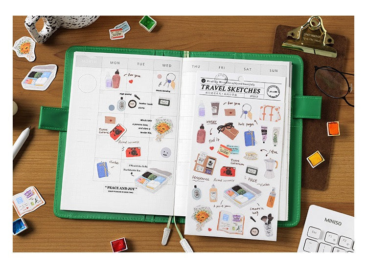 Travel Sketches Stickers Sheet (1 pc)