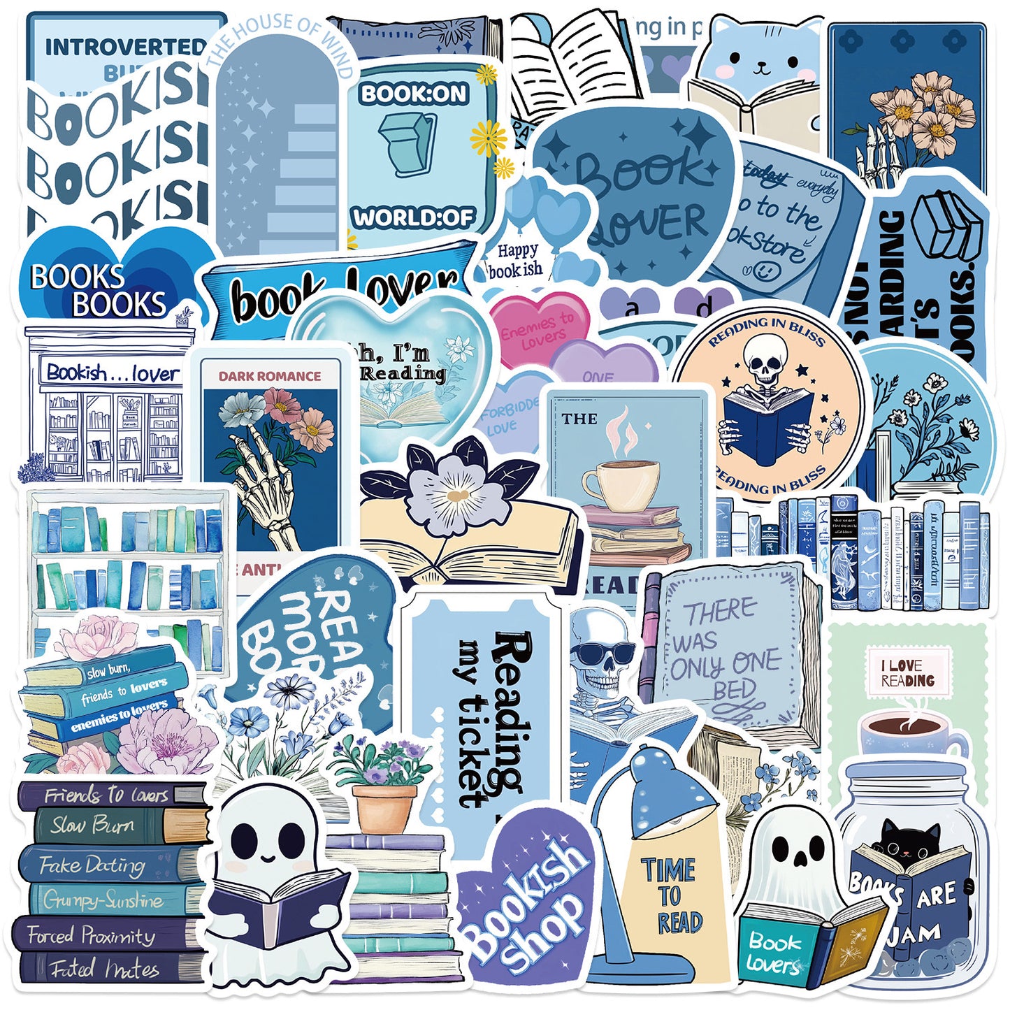 Blue-Themed Bookish Stickers