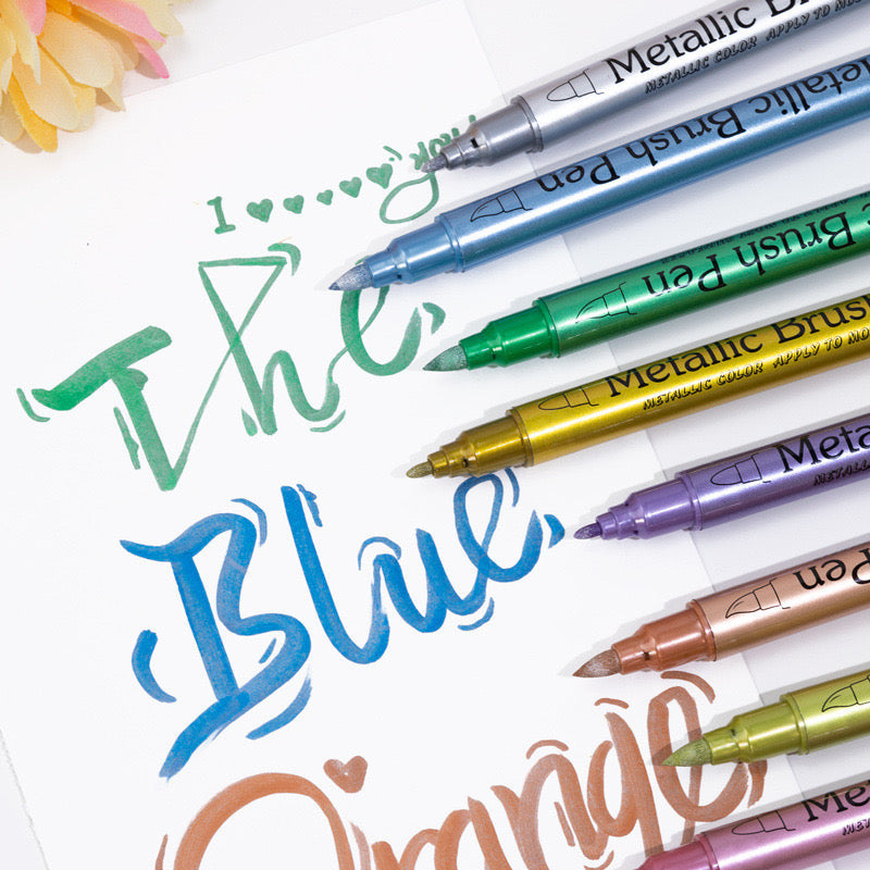 12 Colors Metallic Brush Pens Set - ShopHaul