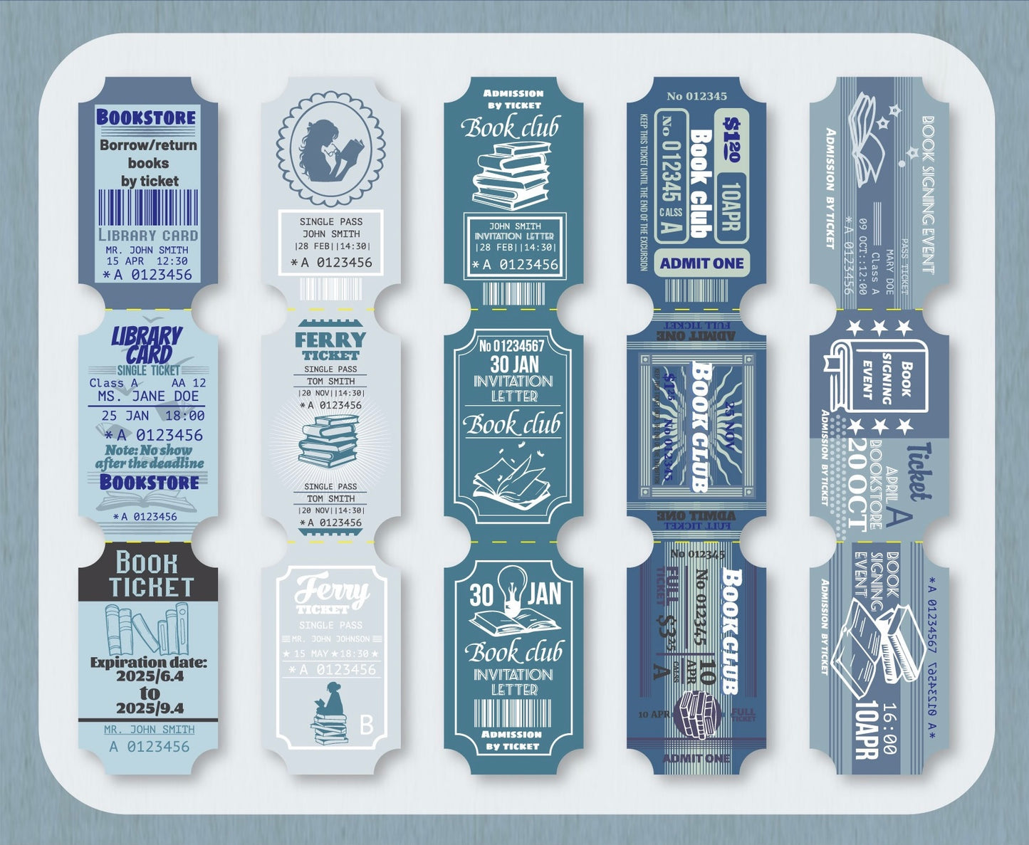 Retro Stamp Stickers Card Set (15 pcs)