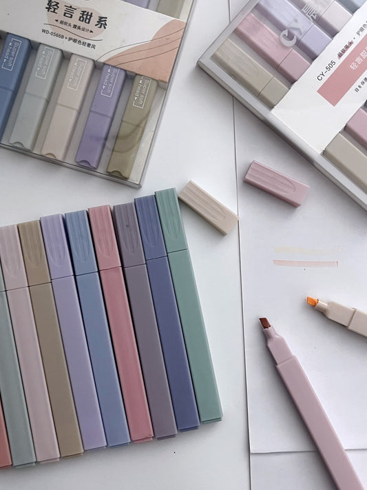 12pcs Block Pastel Highlighters Set (Single Tip) - ShopHaul