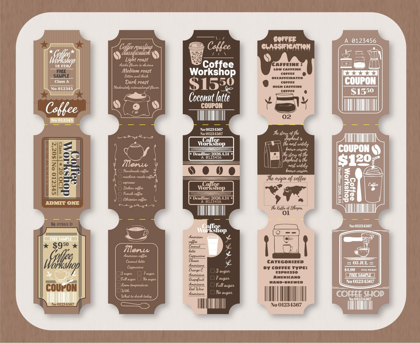 Retro Stamp Stickers Card Set (15 pcs)