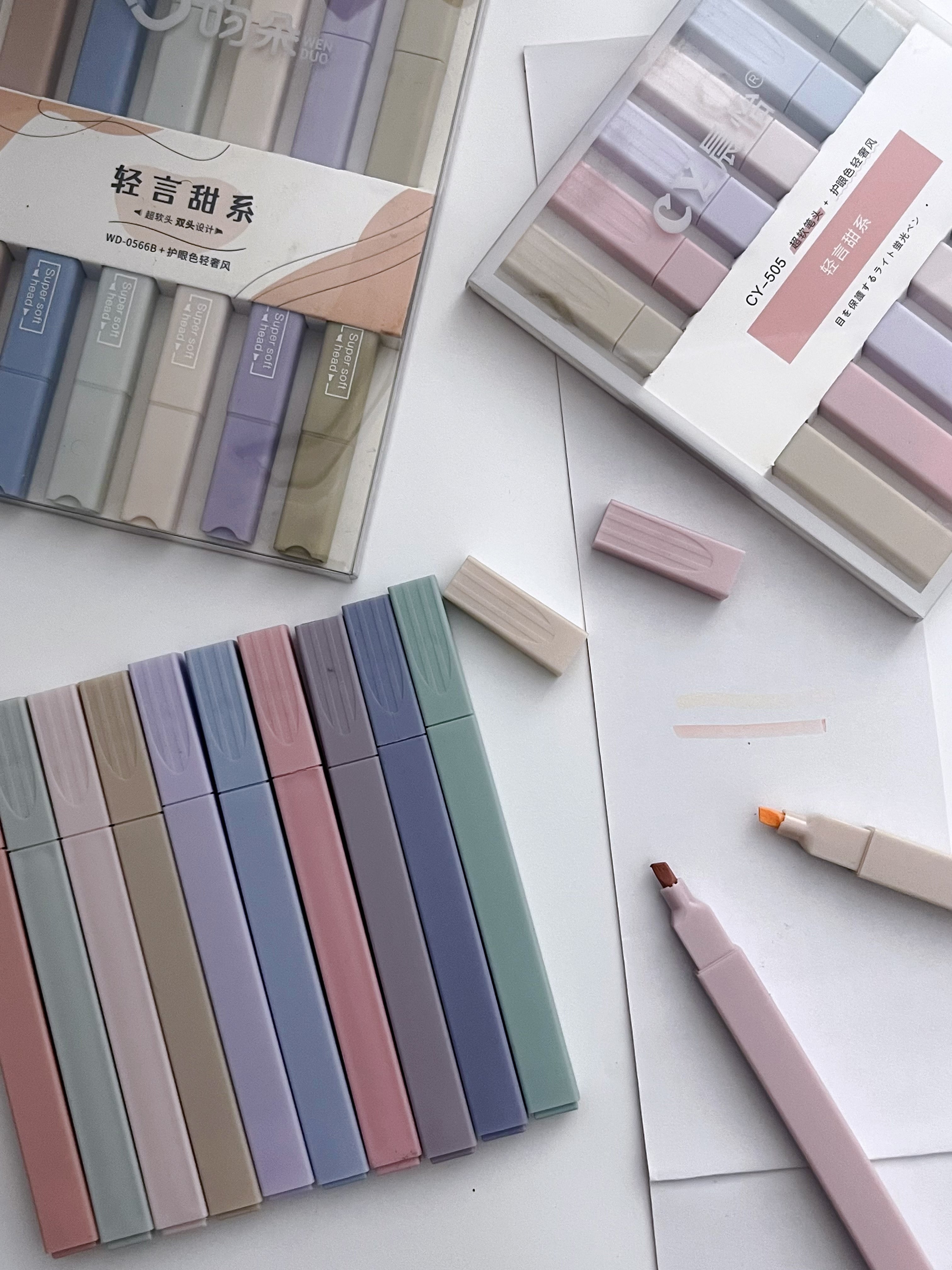 12pcs Block Pastel Highlighters Set (Single Tip) - ShopHaul