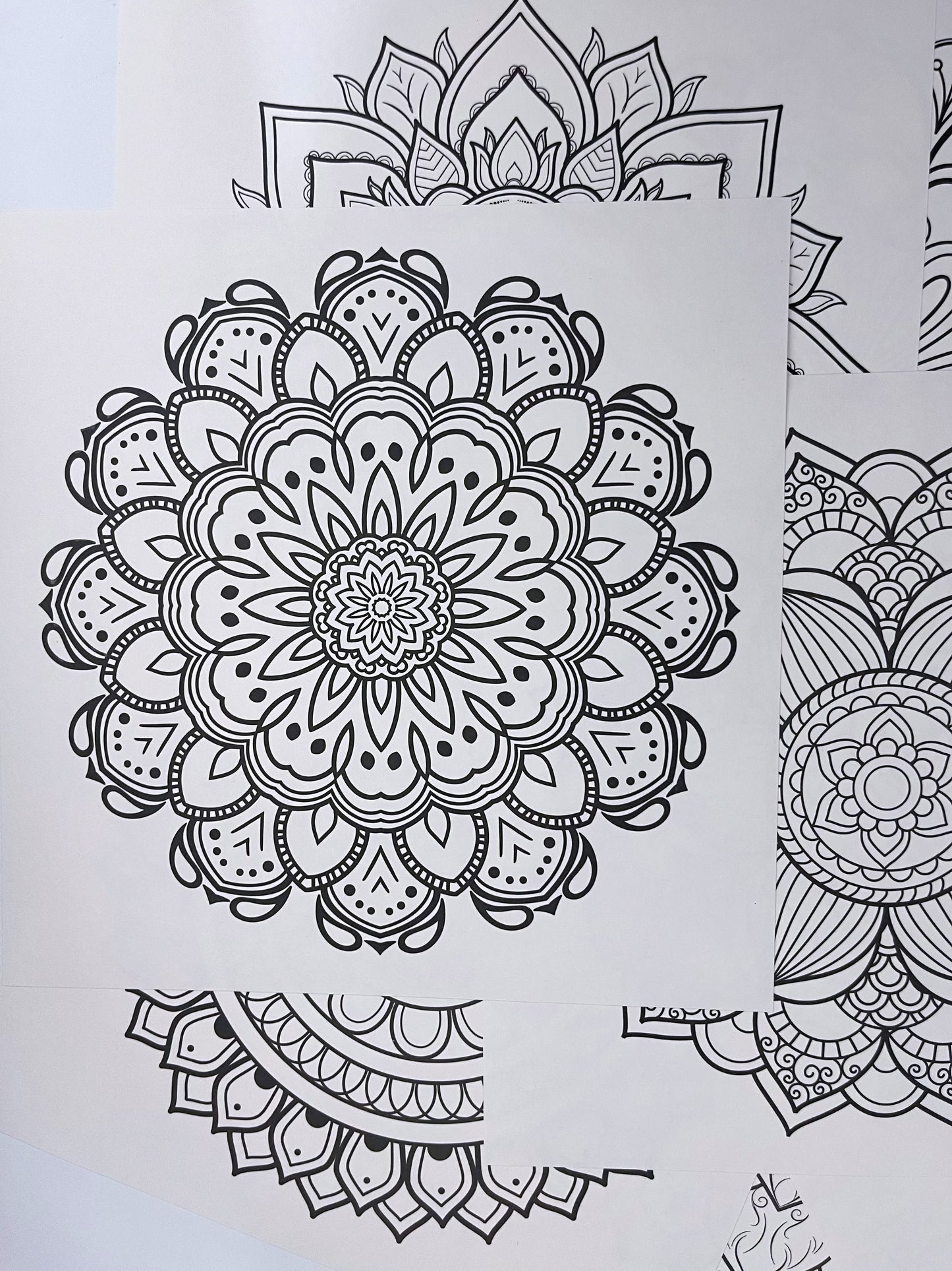 Large-size Mandala Painting / Coloring Sheets (12 sheets)