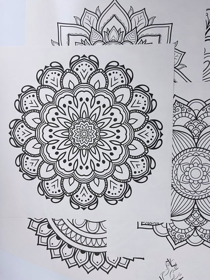 Large-size Mandala Painting / Coloring Sheets (12 sheets)