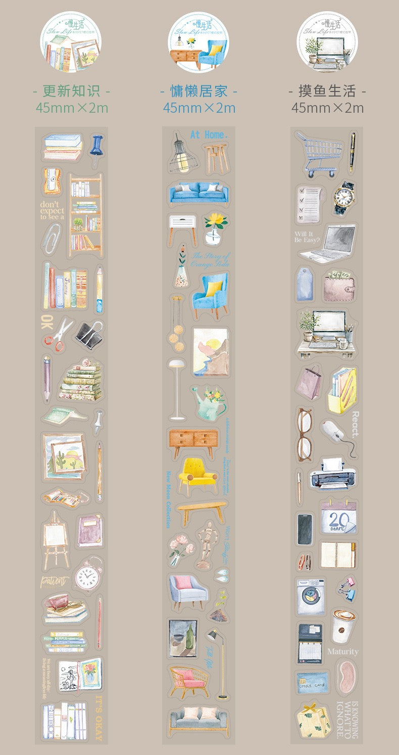 Slow Life Series PET Stickers Roll