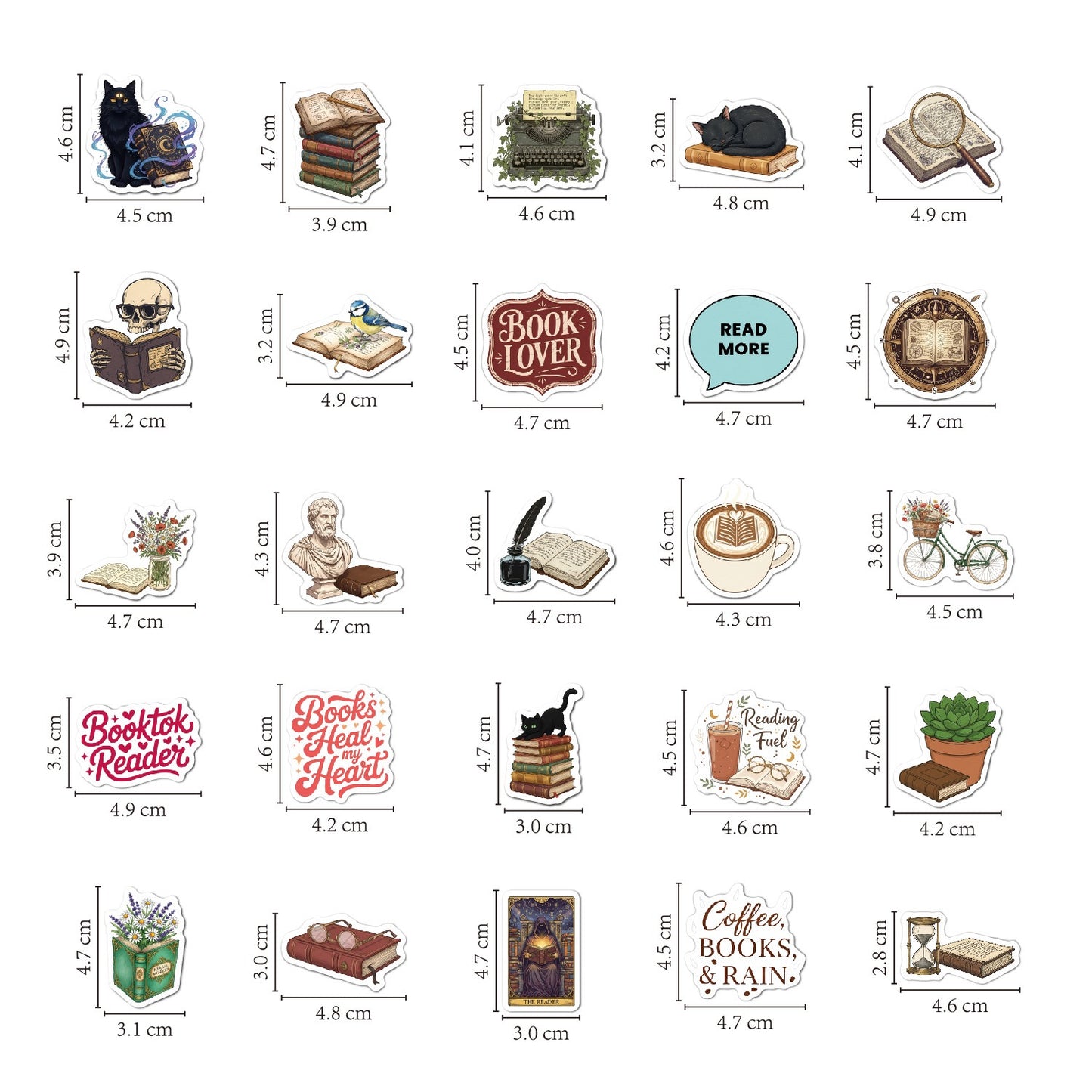Retro Bookish Stickers (A set of 10)