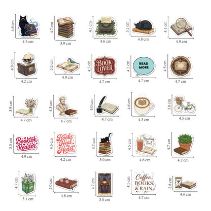 Retro Bookish Stickers (A set of 10)