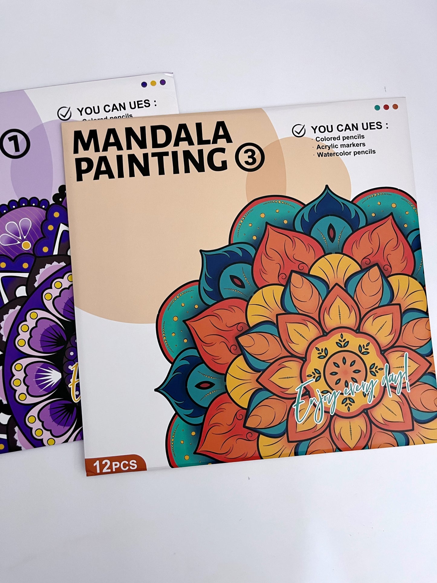 Large-size Mandala Painting / Coloring Sheets (12 sheets)