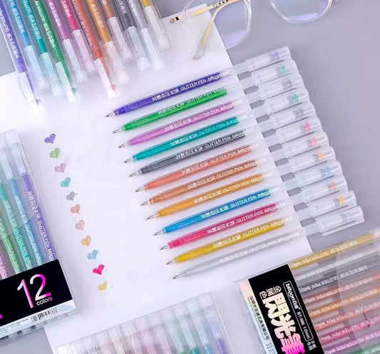 Bitoon Glitter Colored Pens Set (12 Pcs) - ShopHaul
