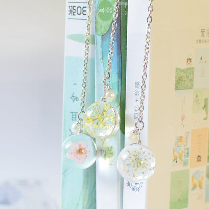 Metallic Bookmark with Glass Dried Flower