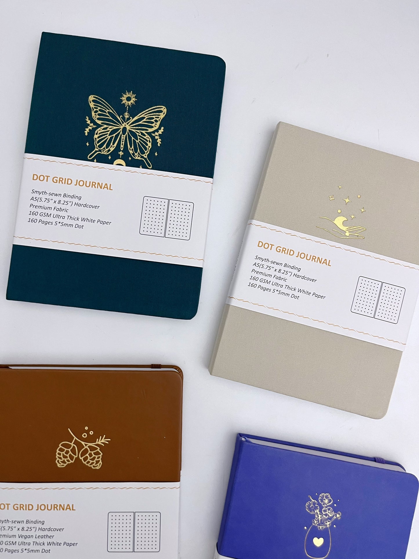 Fabric / Leather Cover 160gsm Dot Grid / Bullet Journal