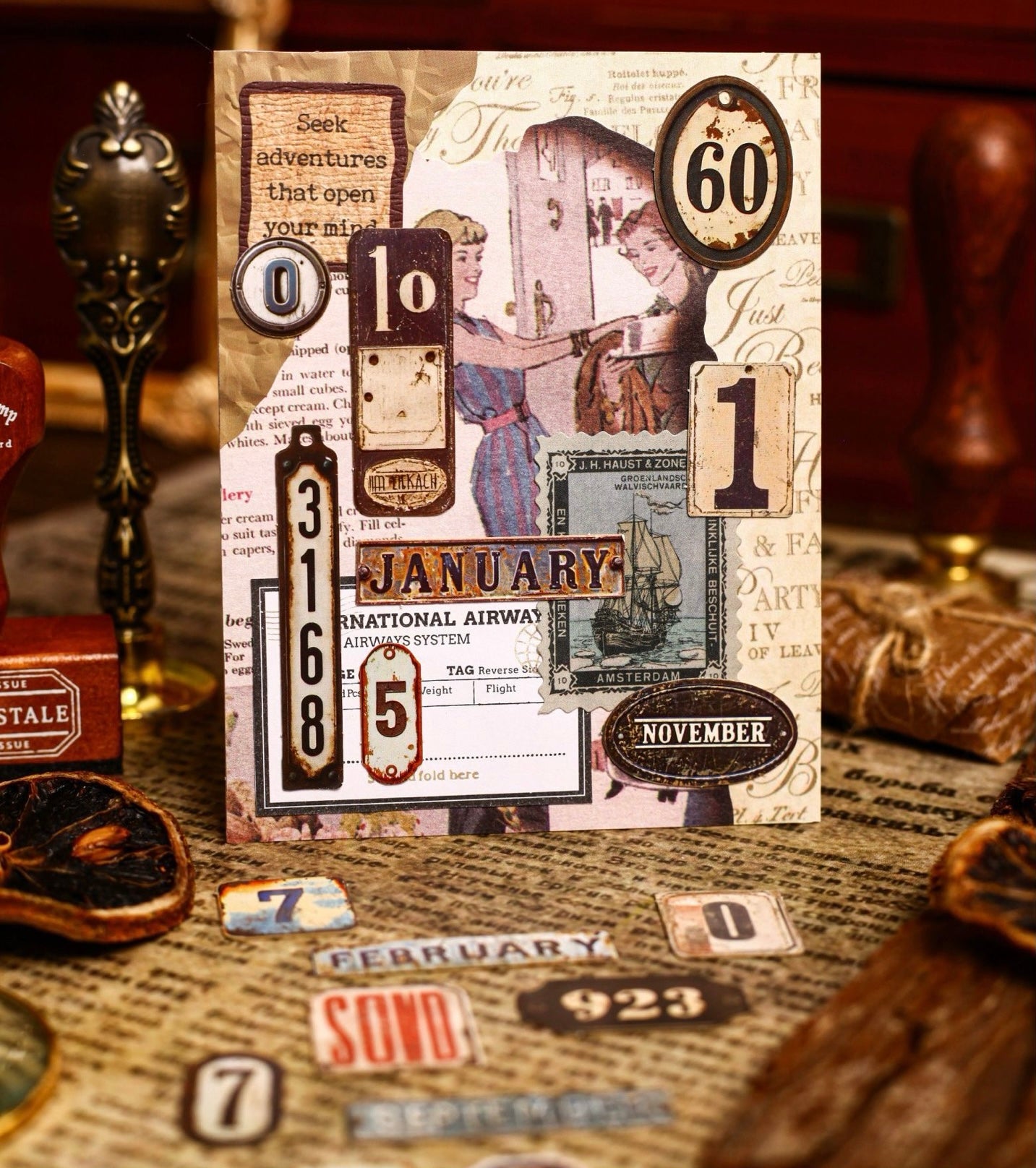 Retro Erosion Rustic Stickers (Numbers, Alphabets, Months)