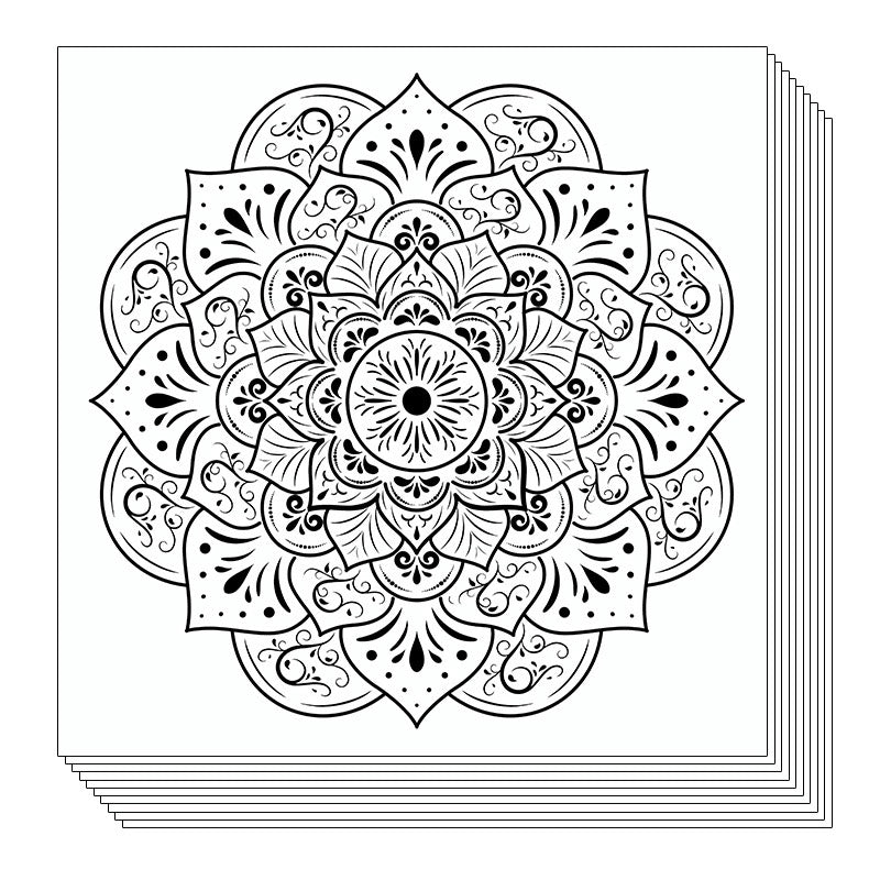 Large-size Mandala Painting / Coloring Sheets (12 sheets)