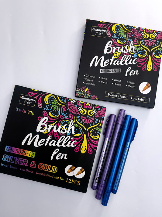12 Colors Metallic Brush Pens Set - ShopHaul