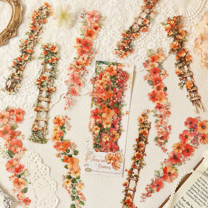 Flower Vine Landscape Collage Stickers Set