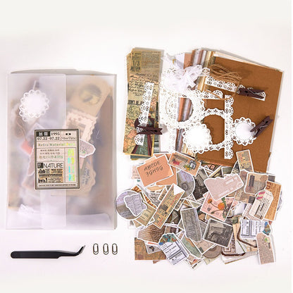 Retro Material Paper / Stickers Journaling Pack (251 pieces)