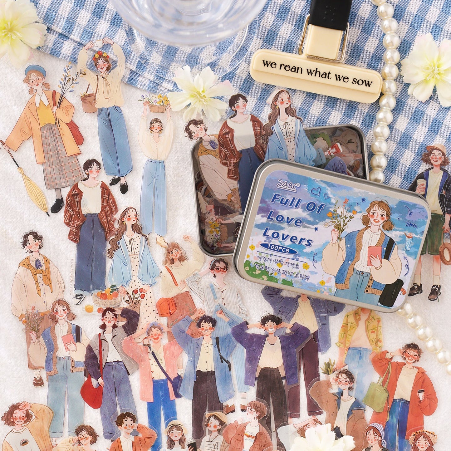 Cartoon Character Transparent Stickers Box (100 pcs)