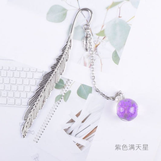 Metallic Bookmark with Glass Dried Flower