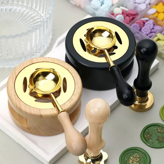 Wax Melting Wooden Furnace Stand + Spoon