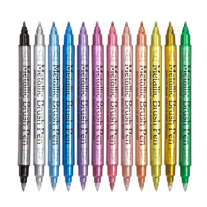 12 Colors Metallic Brush Pens Set - ShopHaul