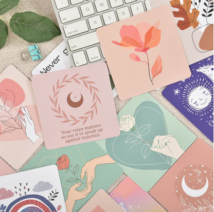 Women Inspirational Affirmation Cards (400g thick) plus wooden desk stand