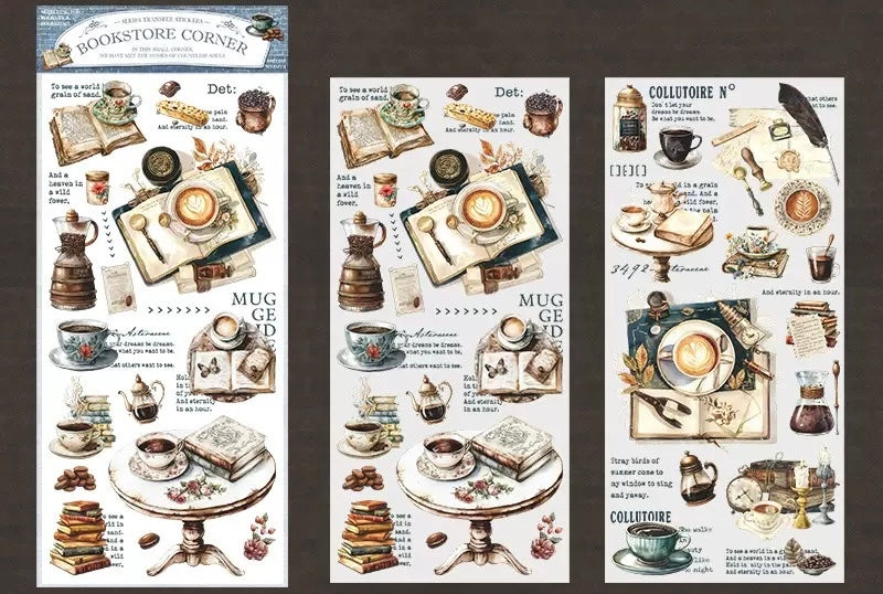 Bookstore Corner Transfer PVC stickers sheets (2 sheets)