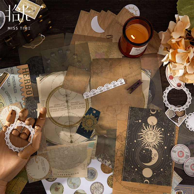 Retro Material Paper / Stickers Journaling Pack (251 pieces)