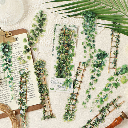 Flower Vine Landscape Collage Stickers Set