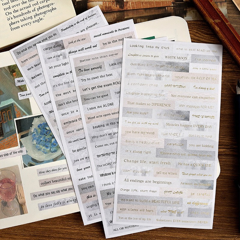 Writing Life Series Text Stickers Set (4 sheets)