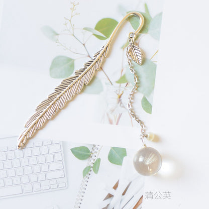 Metallic Bookmark with Glass Dried Flower