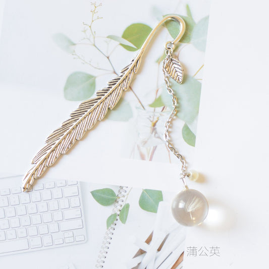 Metallic Bookmark with Glass Dried Flower