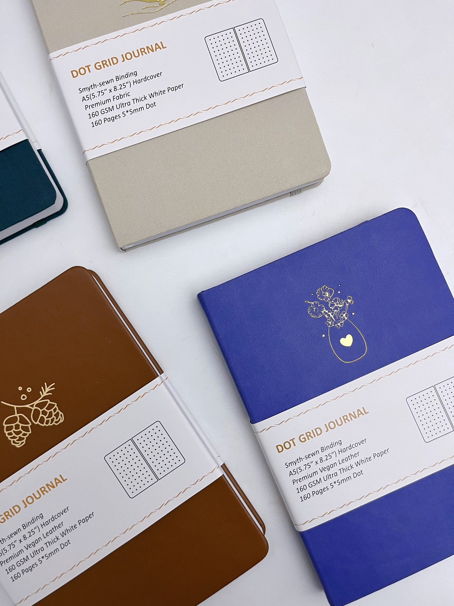 Fabric / Leather Cover 160gsm Dot Grid / Bullet Journal