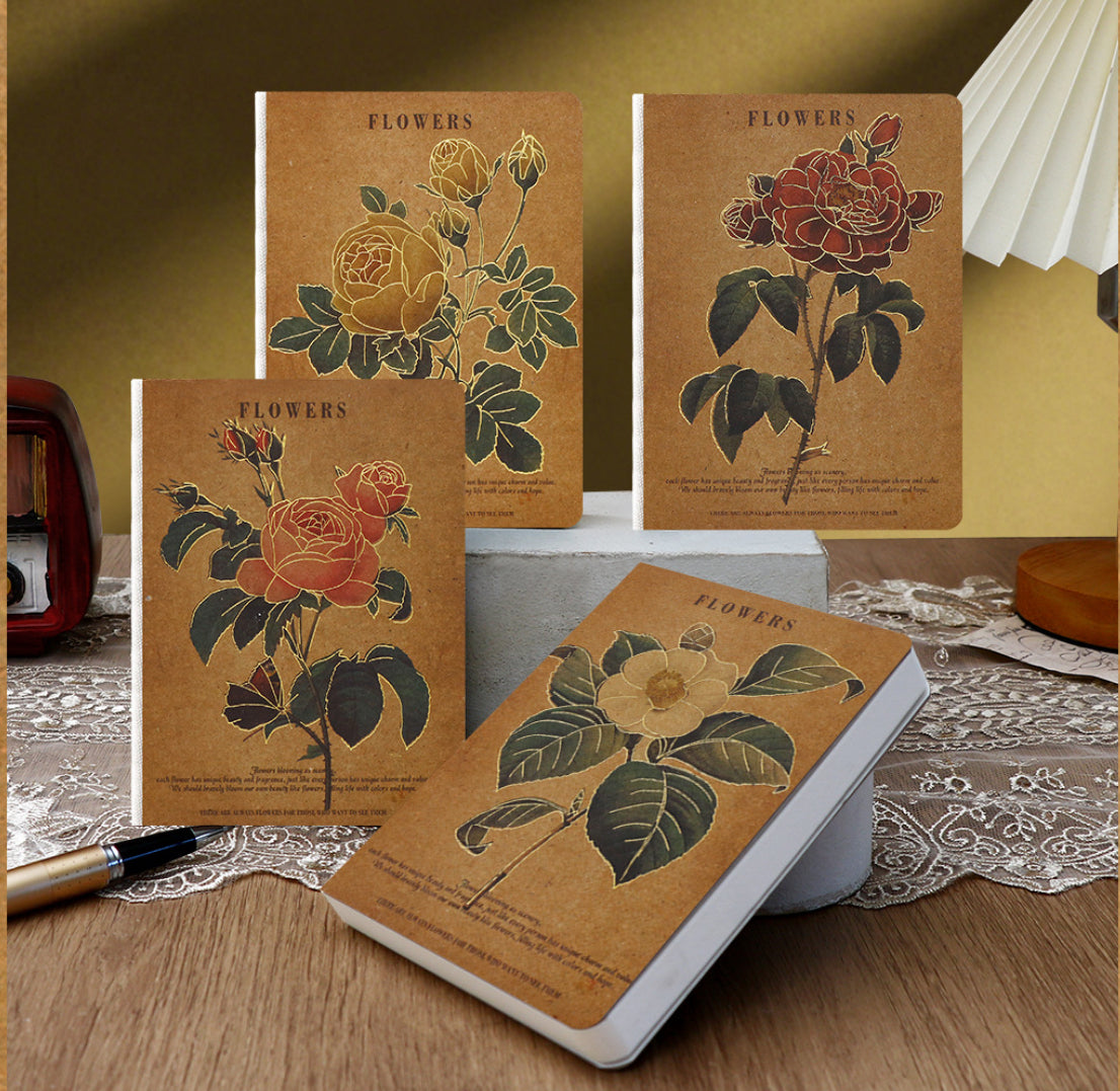 A6 Flower Hardcover Blank Sheets Notebook / Journal - 100g, 208 pages