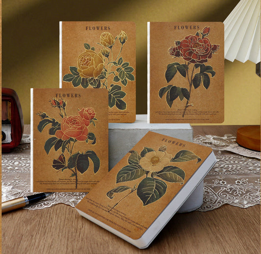 A6 Flower Hardcover Blank Sheets Notebook / Journal - 100g, 208 pages
