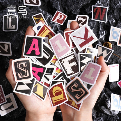 Retro Alphabet Stickers Set (52 pcs)