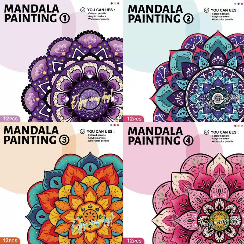 Large-size Mandala Painting / Coloring Sheets (12 sheets)