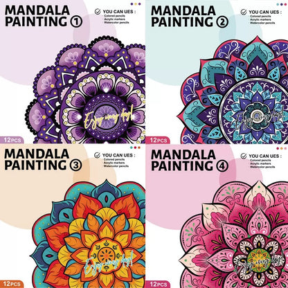 Large-size Mandala Painting / Coloring Sheets (12 sheets)