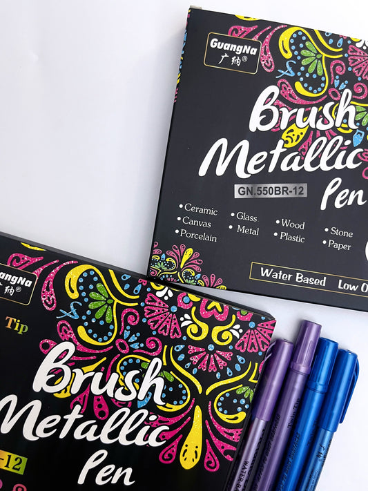 12 Colors Metallic Brush Pens Set - ShopHaul