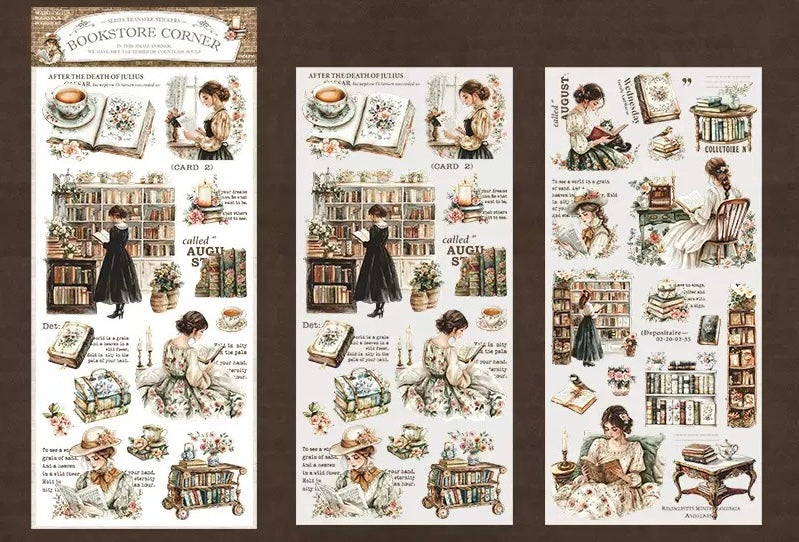 Bookstore Corner Transfer PVC stickers sheets (2 sheets)