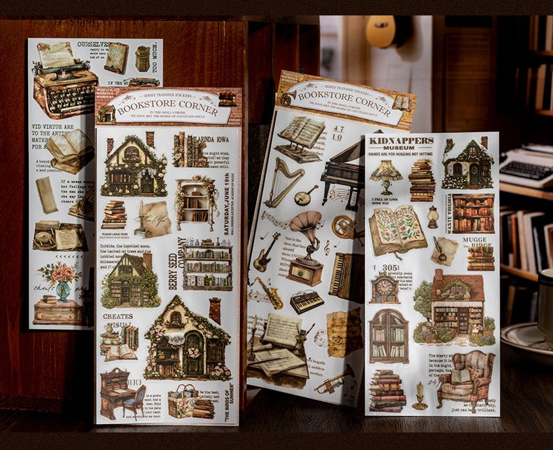 Bookstore Corner Transfer PVC stickers sheets (2 sheets)